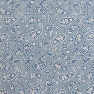 Marshall Dry Goods Co Blazing Bandana - Pale Blue Paisley &quot;Bandana Style&quot; Print Fabric - Selvage to Selvage Print