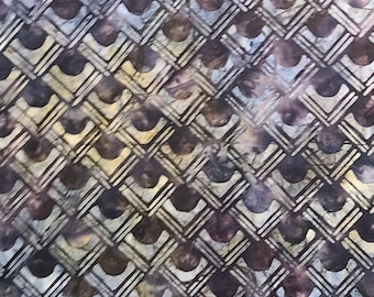 BATIK - Brown, Gray, Blue, Yellow, Purple Patterned Fabric