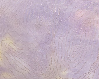 BATIK - Lavender / Pink / Yellow Fabric / Gold Metallic Pattern