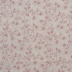 Tan Fabric / White Speckle Background / Coral Flower Vine Print - Selvage to Selvage Print