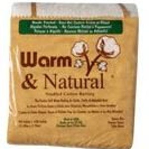 May include: A package of Warm & Natural quilted cotton rounds. The package is brown with a white cotton boll graphic and the text "Warm & Natural Quilted Cotton Rounds".