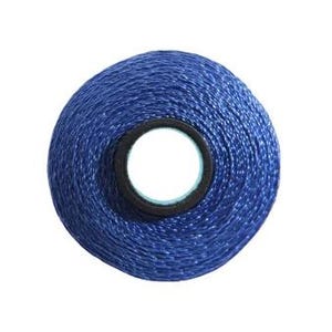 May include: A spool of blue thread.