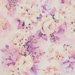 Classic Cottons 2001 - Pale Pink Fabric with Purple, Coral and Pink Floral Print