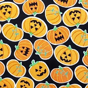 Free Spirirt Presents BOOLICIOUS 'The Spirit to Create" by Maude Asbury PWMA004 Pumpkin Bites - Black Fabric/Pumpkin & Jack-O-Lantern Print