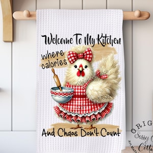 Grappige kip theedoek png, boerderij keuken decor, schattige kip theedoek digitale download, grillige keukenhanddoek, schortsublimatie