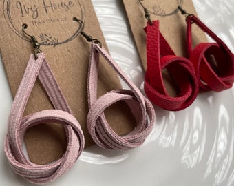 Double Knot Leather Earrings