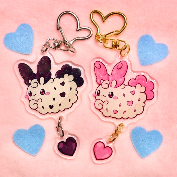 Sweet sea bunny glitter acrylic charm keychain