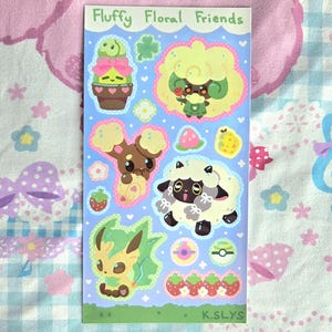 Fluffy floral friends sticker sheet