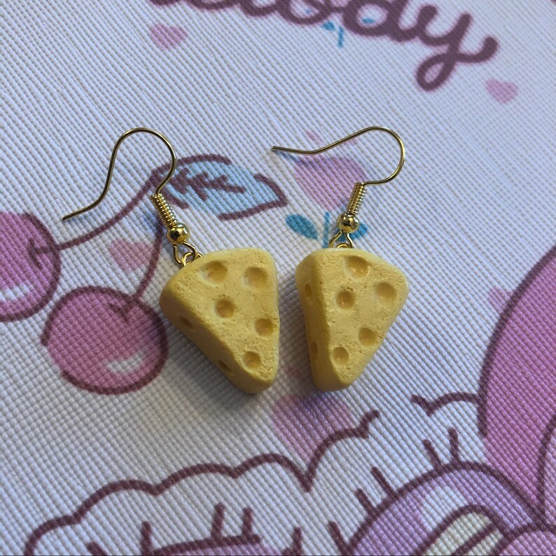 Little cheese triangle slice dangle earrings