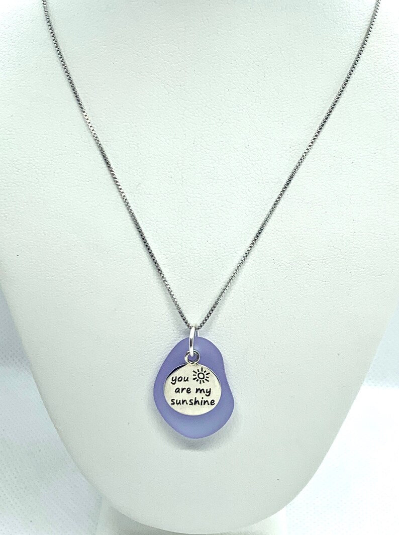 You are my Sunshine Sea Glass Sterling Silver Necklace