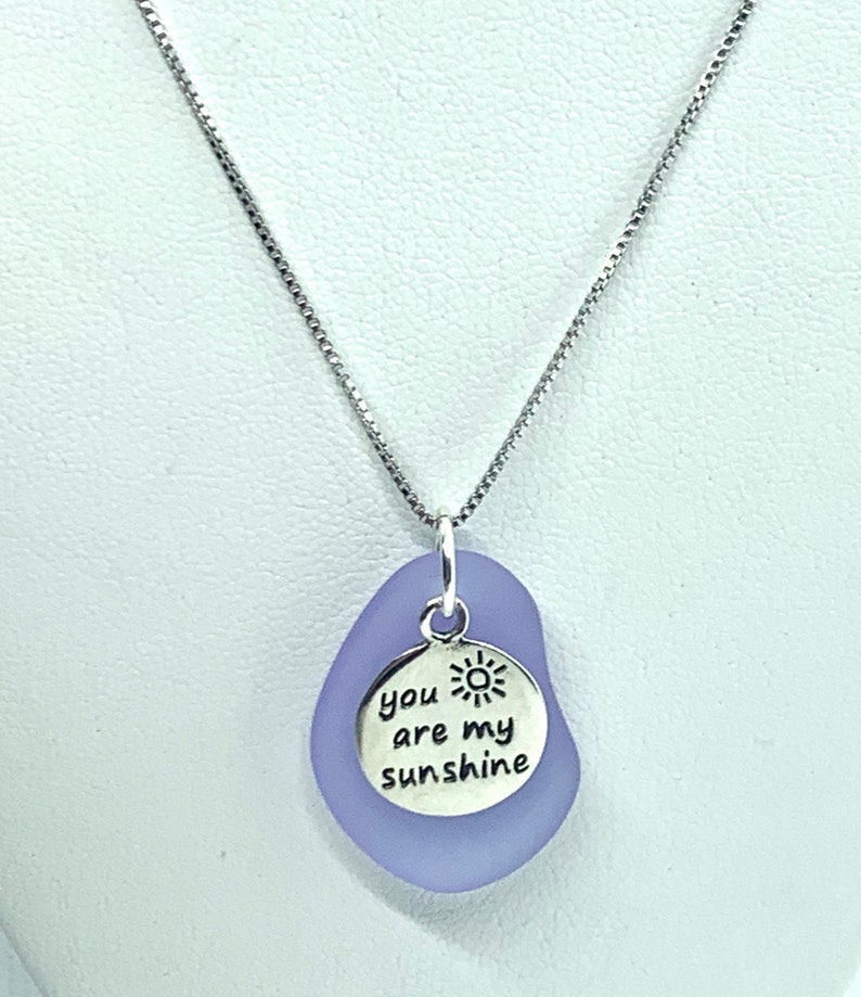 You are my Sunshine Sea Glass Sterling Silver Necklace