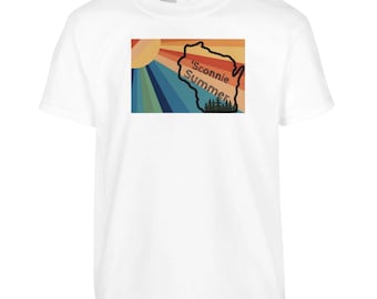 Sconnie Summer Youth Tshirt. Wisconsin Kid. 100% Cotton