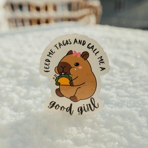 Me dê tacos e me chame de boa menina | Adesivo de vinil engraçado