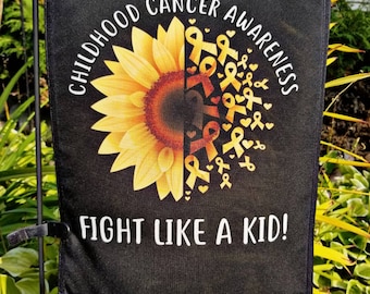 Kinderkrebs-Aufbewahrungs-Flagge - Gartenfahne nach Maß - Kämpfe wie ein Kind - Kinderkrebs-Bewusstseins-Monat September