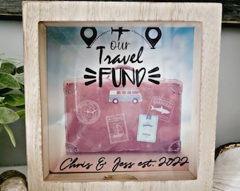 Hochzeitsgeschenk Sparschwein - Sparschwein personalisiert Jubiläumsgeschenk - Kleingeld für Paare Reisefonds - Urlaubskasse Sparschwein