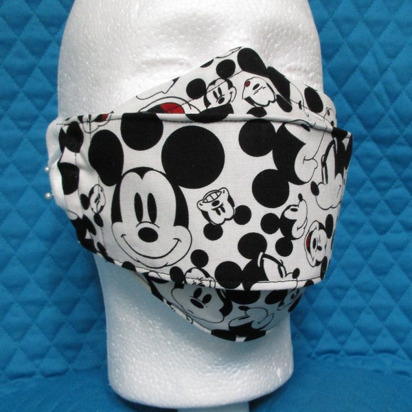 Mickey Mouse 3-D Face | Mask 3 Layer | Reusable / Washable | Nose Wire | Easy to Breath, Colorful, Fashionable | Good for Allergies / Pollen