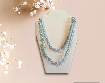 Blue Clear Stones Necklace - ADAZZLE4U - Fashion Accessories- Holiday Gift For Her