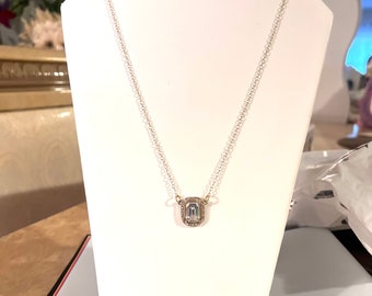 Square Clear Stone Pendant Gold Chain - ADAZZLE4U - Fashion Accessories - Valentine’s Day - Gift for her.