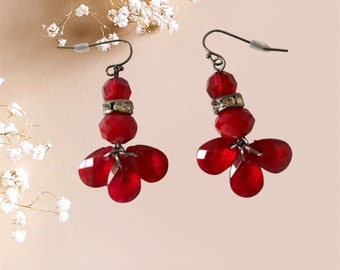 Bloody Red Fishhook Earrings - ADAZZLE4U - Fashion Accessories - Valentine’s Day - Gift for her.