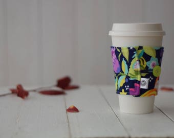 Reversible Coffee Sleeve | Coffee Cup Cozy, Tea Cuff, Tropical