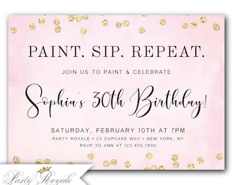 paint and sip invite etsy
