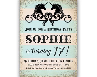 17th birthday invite etsy