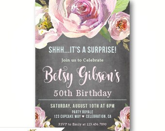 surprise 50th birthday invitations etsy