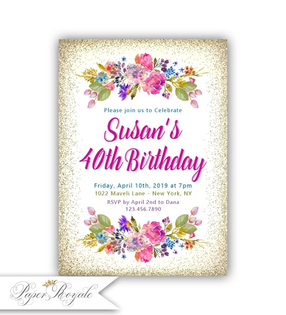 colorful birthday party invitations adult birthday etsy colorful birthday invitations