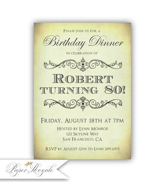 80th birthday dinner invitations