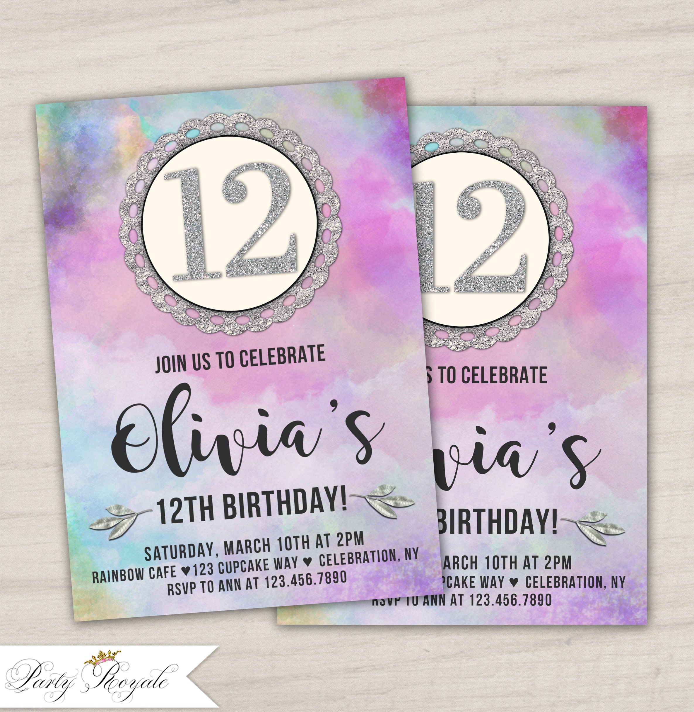 12th birthday invitations / tween birthday party invitation / Etsy