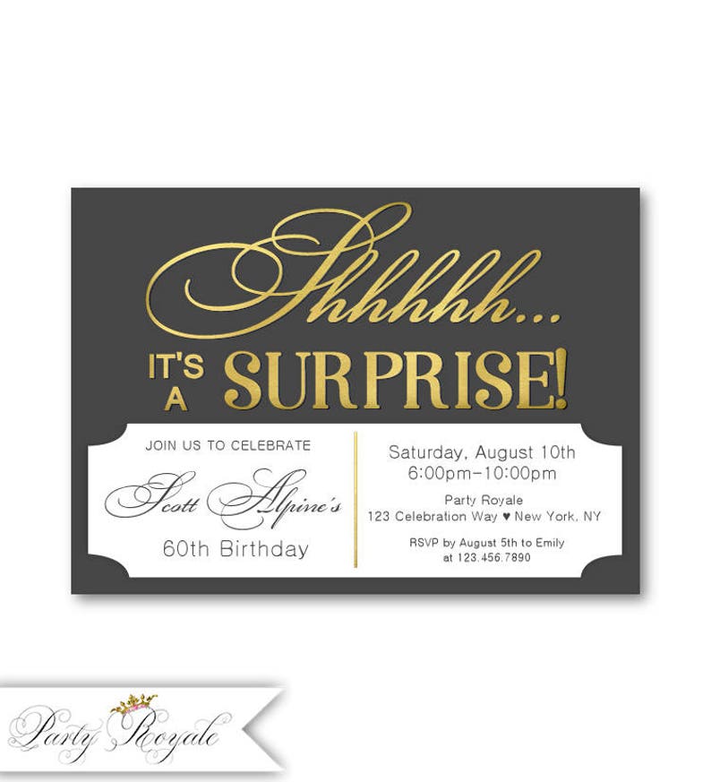 60th Surprise Birthday Invitations for men Surprise Party | Etsy