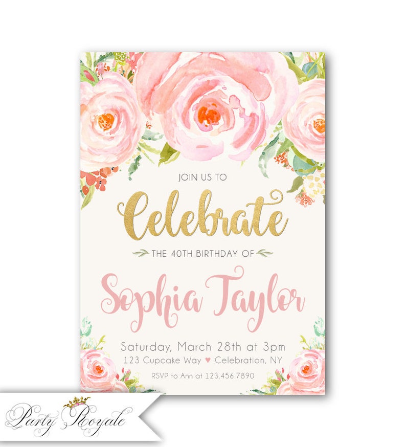 Elegant 40th Birthday Invitation 40th Birthday Invitations Etsy