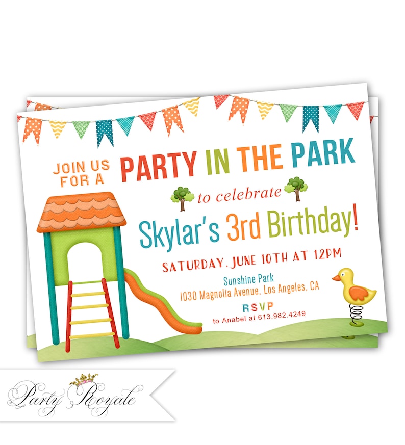 Party in the Park Birthday Invitations Park Birthday Etsy
