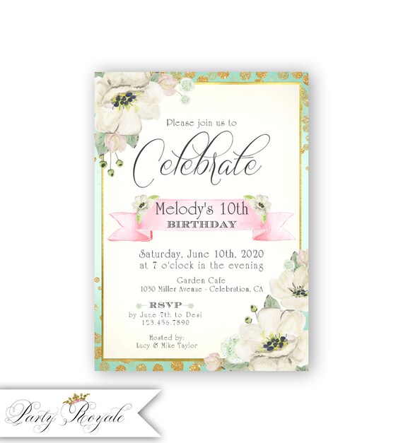 Estilo Vintage Floral 16 Invitaciones Cumpleaños Fiesta Chic invita a chicas Tea Party
