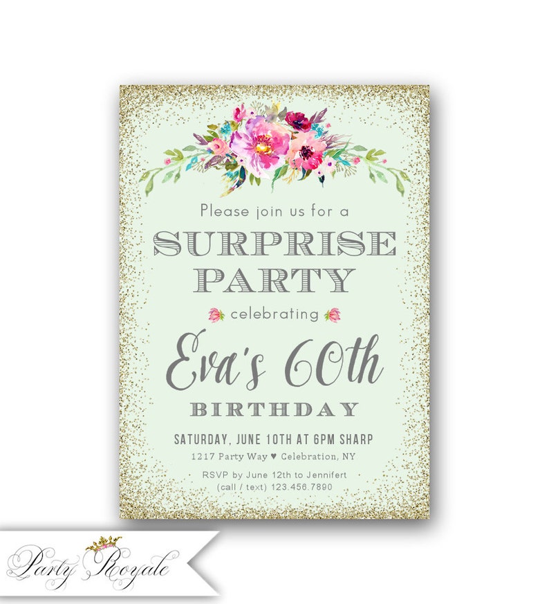 60th Surprise Birthday Invitations Women S 60th Birthday Etsy