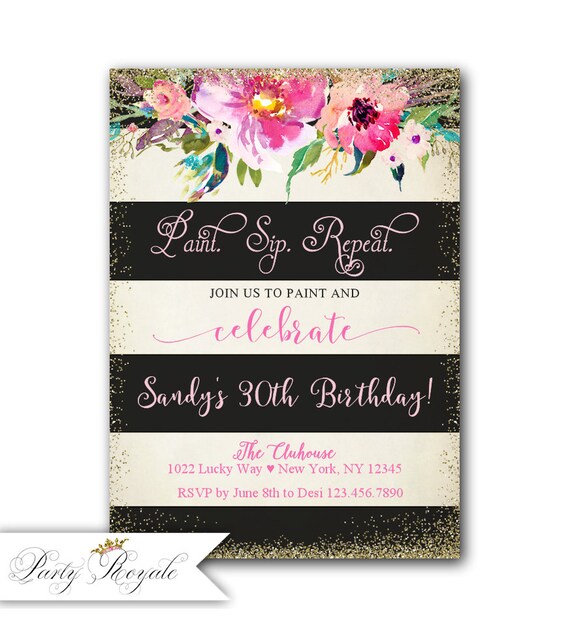 Paint Night Invitations Wine and Canvas Invite Adult Paint Etsy