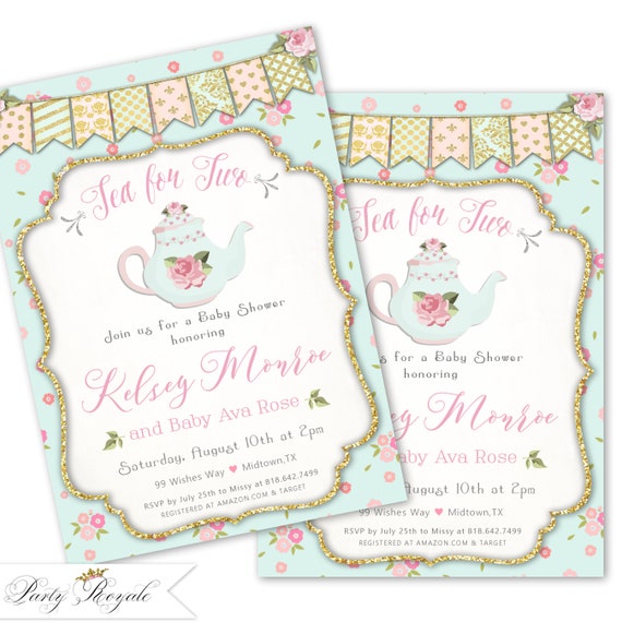 Tea for Two Baby Shower Invitation Tea Party Baby Shower | Etsy