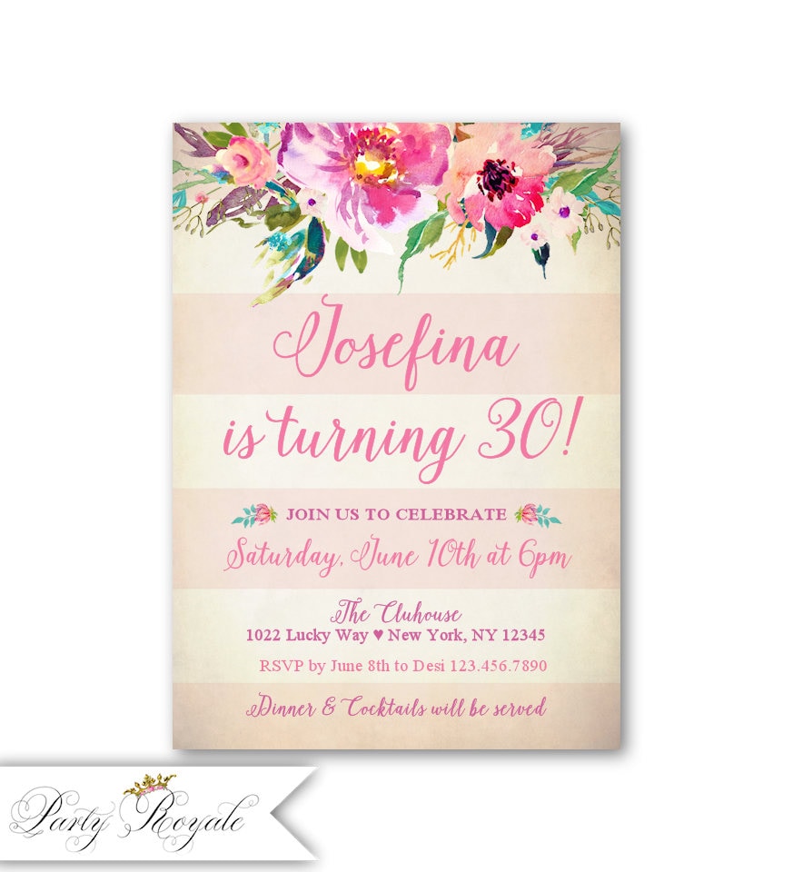 Inspired Floral Vintage Garden Tea Personalised Party Invitations