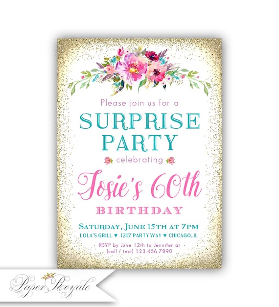 surprise 60th birthday invitation women s surprise party etsy