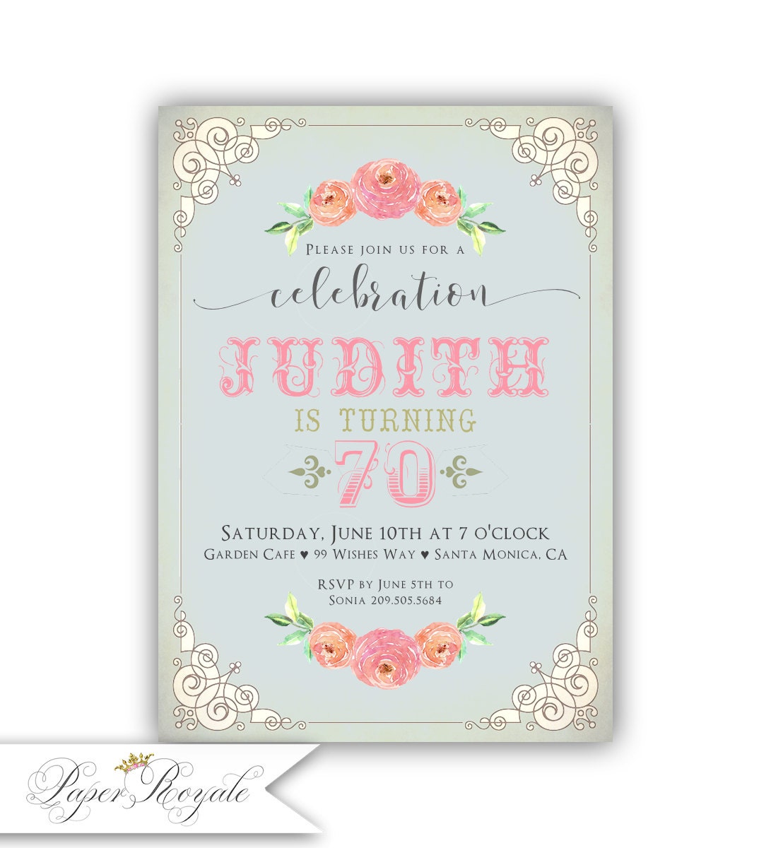 70 Th Birthday Dinner Invitations 2