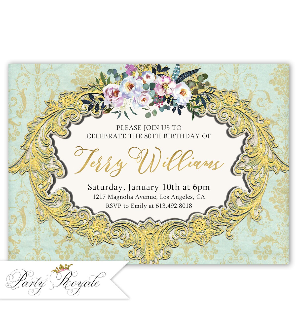 Vintage 80th Birthday Invitation Elegant 80th Birthday | Etsy