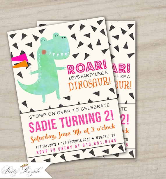girls dinosaur birthday invitations dinosaur themed birthday etsy dinosaur birthday party invitations