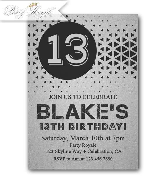 13th-birthday-invitation-boy-13th-birthday-invitation-etsy