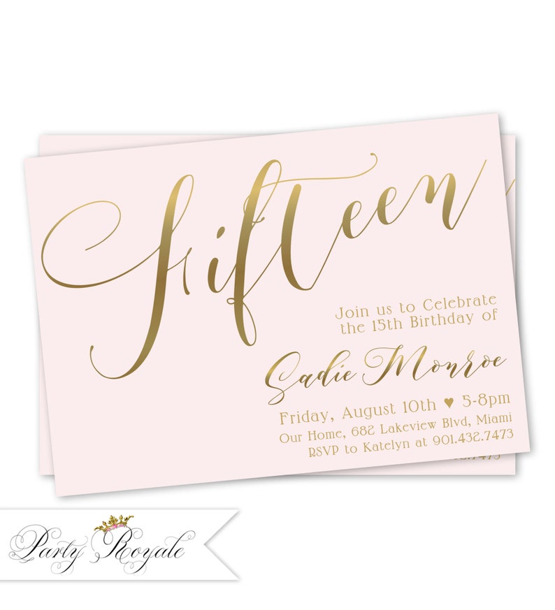 15th Birthday Invitation Quinceanera Sweet 15 Birthday Party Etsy