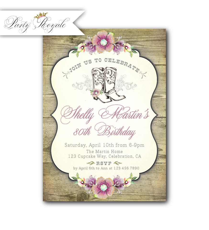 80th birthday invitation western