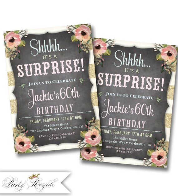60th surprise birthday invitations 60th birthday party for a etsy