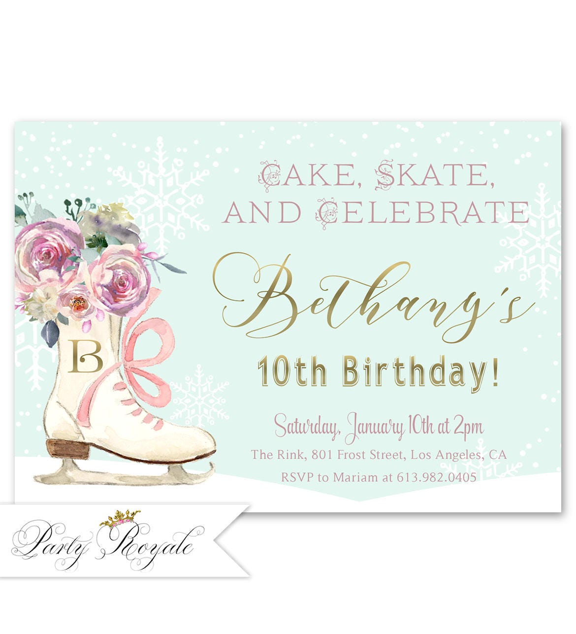 Ice Skating Invitations Ice Skating Birthday Invitation - Etsy