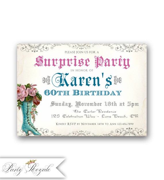 60th Birthday Invitations / Surprise Birthday Party / | Etsy