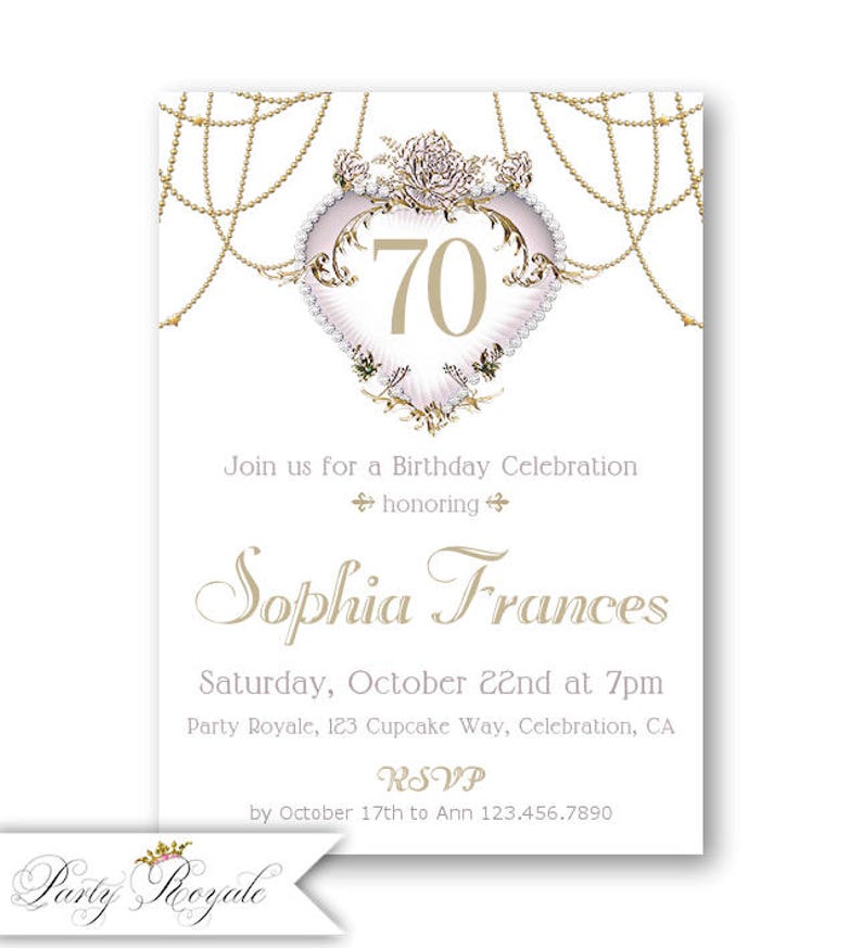 Printed Or Printable 70th Birthday Invitation For Women Etsy
