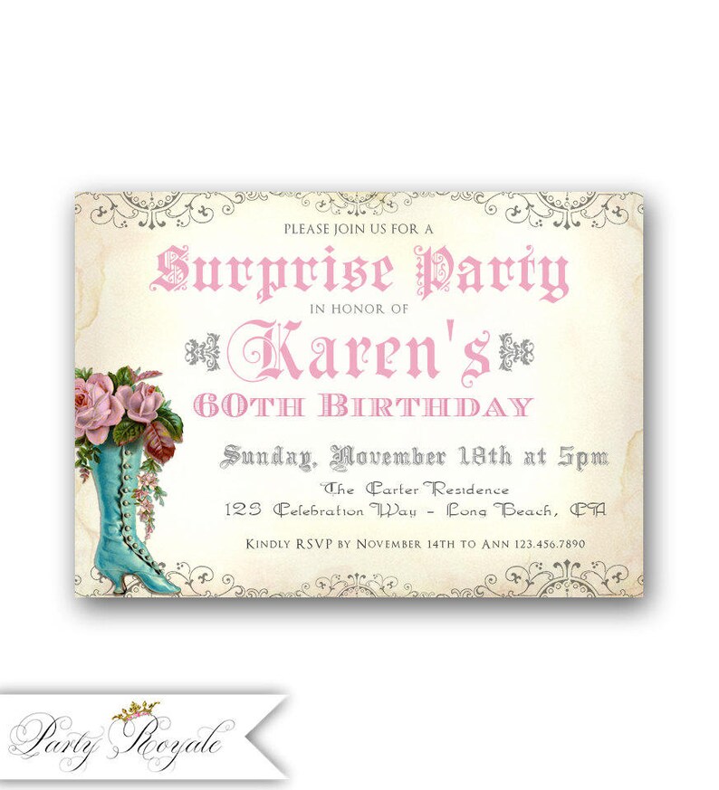 Elegant Surprise Party Invitations 60th Surprise Birthday | Etsy